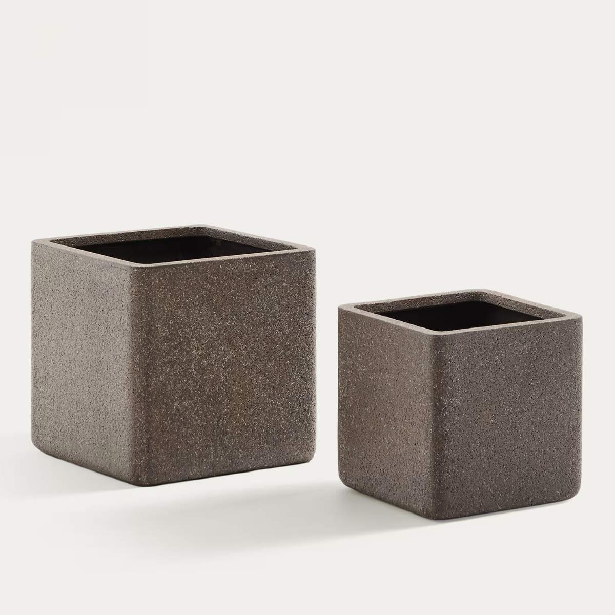 Kave Home Set of 2 Minoa planters with mustard stone effect 44 x 44 cm - Image 2