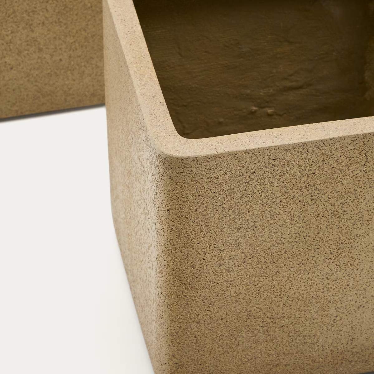 Kave Home Set of 2 Minoa planters with mustard stone effect 44 x 44 cm - Image 3