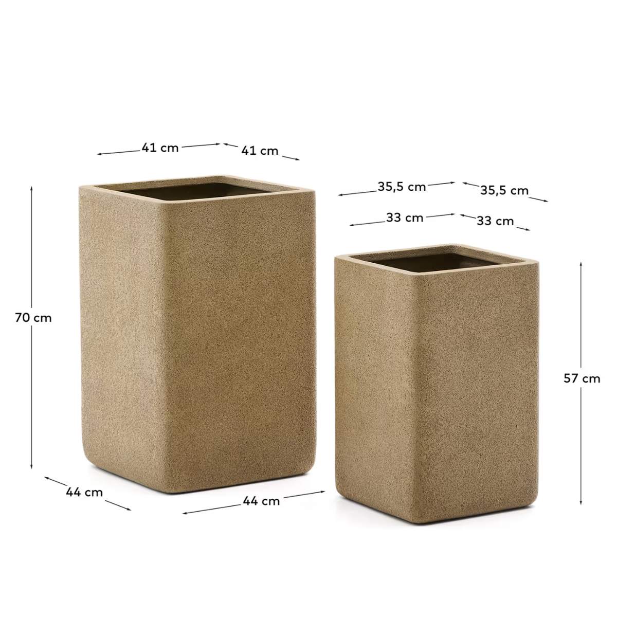 Kave Home Set of 2 Minoa tall planters with brown stone effect 44 x 44 cm - Image 10