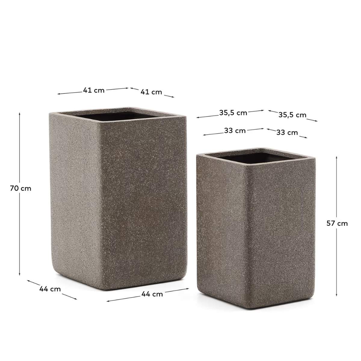 Kave Home Set of 2 Minoa tall planters with brown stone effect 44 x 44 cm - Image 6