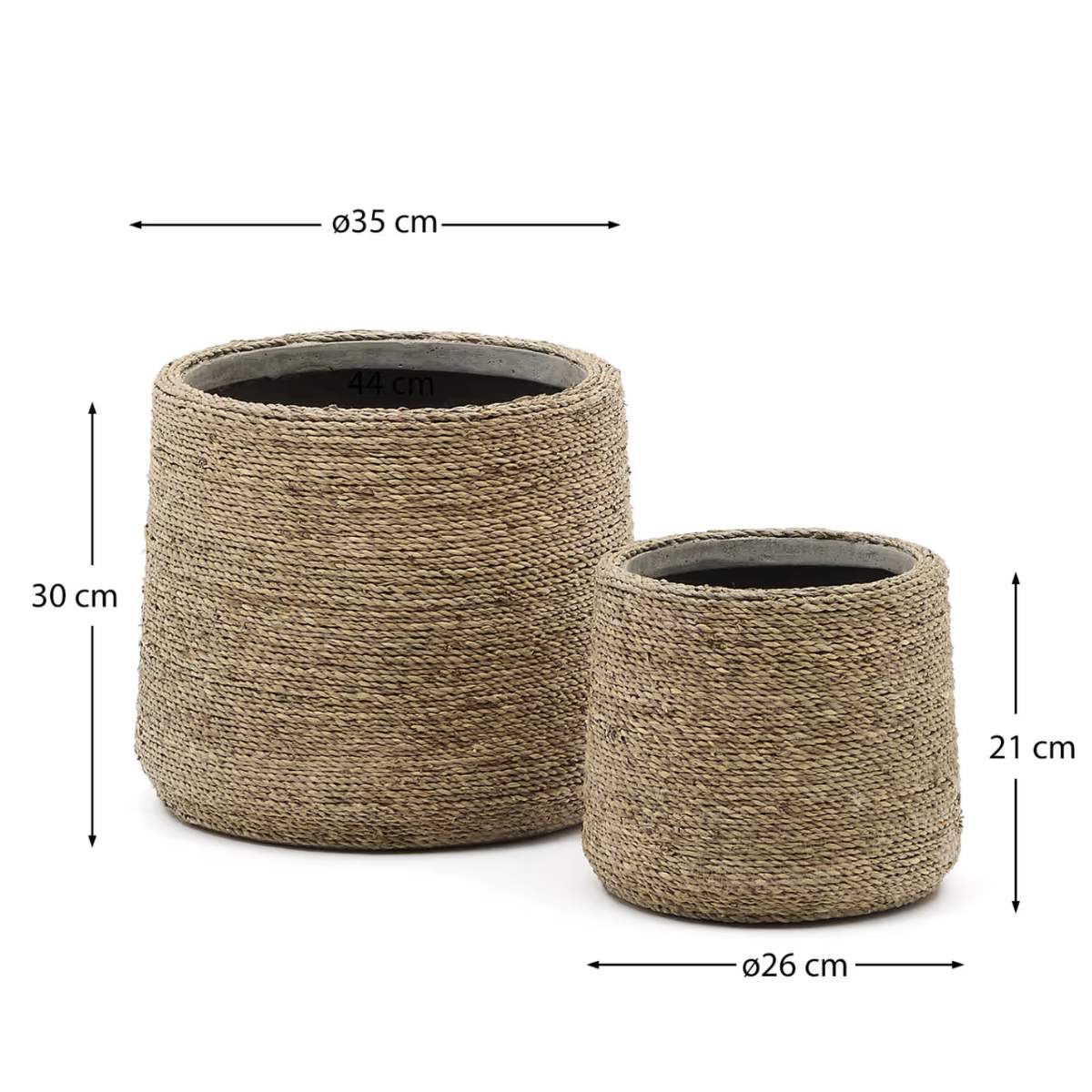 Kave Home Sigal set of 2 cement plant pots in a natural finish, Ø 24 cm / 31 cm - Image 4