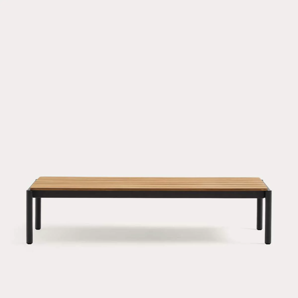 Kave Home Sorells coffee table in green aluminum and teak wood 63 x 144,6 cm FSC 100% - Image 2