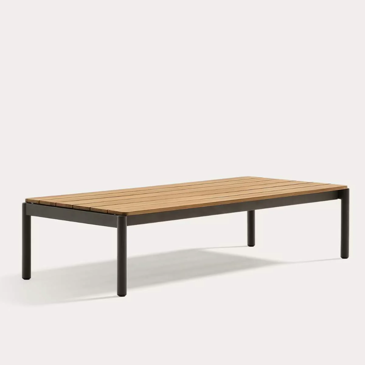 Kave Home Sorells coffee table in green aluminum and teak wood 63 x 144,6 cm FSC 100% - Image 3