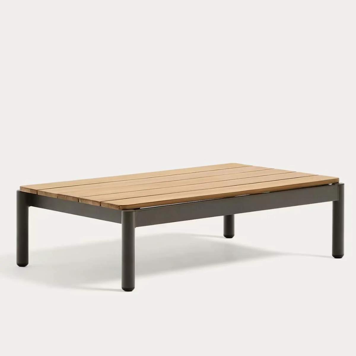 Kave Home Sorells coffee table in green aluminum and teak wood 52,4 x 91 cm FSC 100% - Image 3