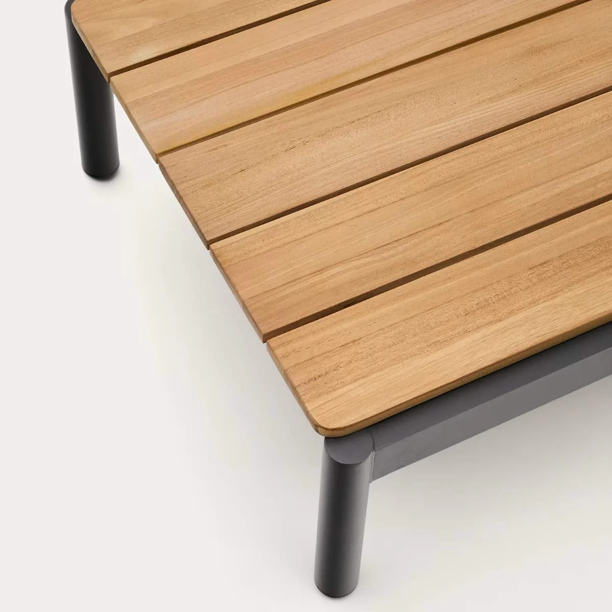 Kave Home Sorells coffee table in green aluminum and teak wood 52,4 x 91 cm FSC 100% - Image 8