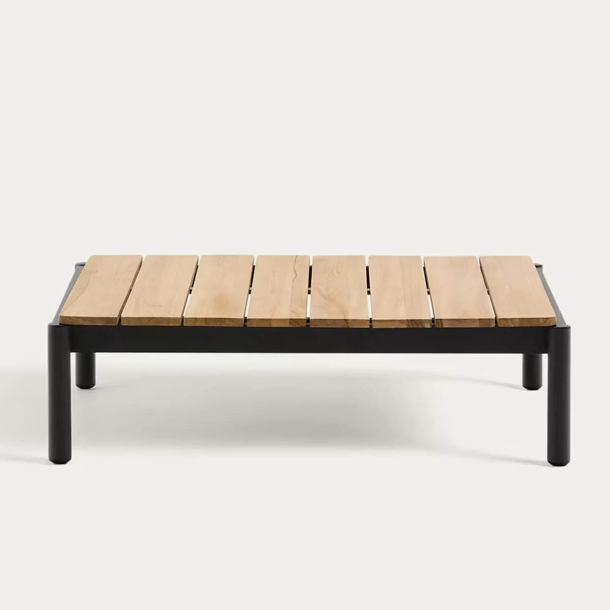Kave Home Sorells coffee table in green aluminum and teak wood 89 x 91 cm FSC 100% - Image 2