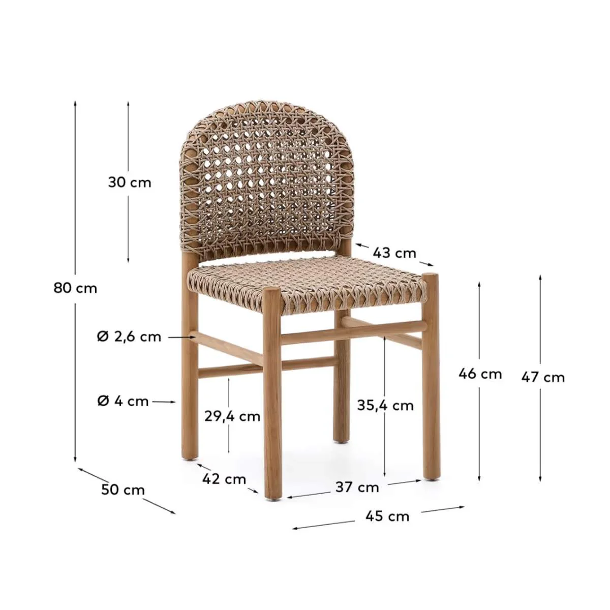 Kave Home Tavira outdoor chair in solid teak wood - Image 8