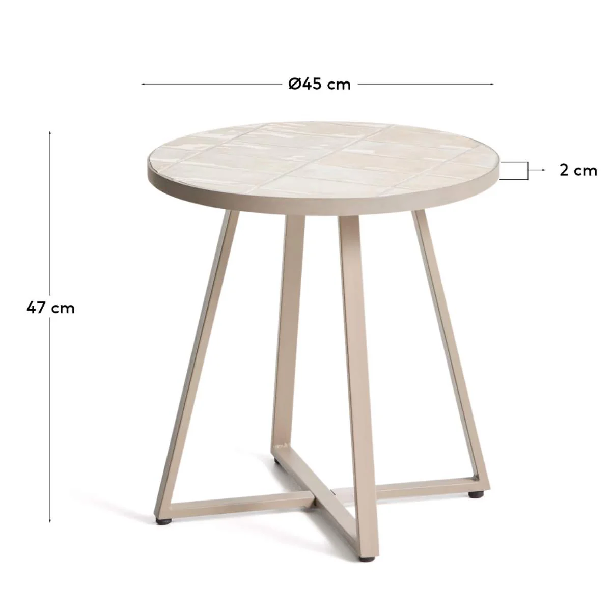 Kave Home Tella round side table in galvanised steel with beige tiles Ø45 cm - Image 6