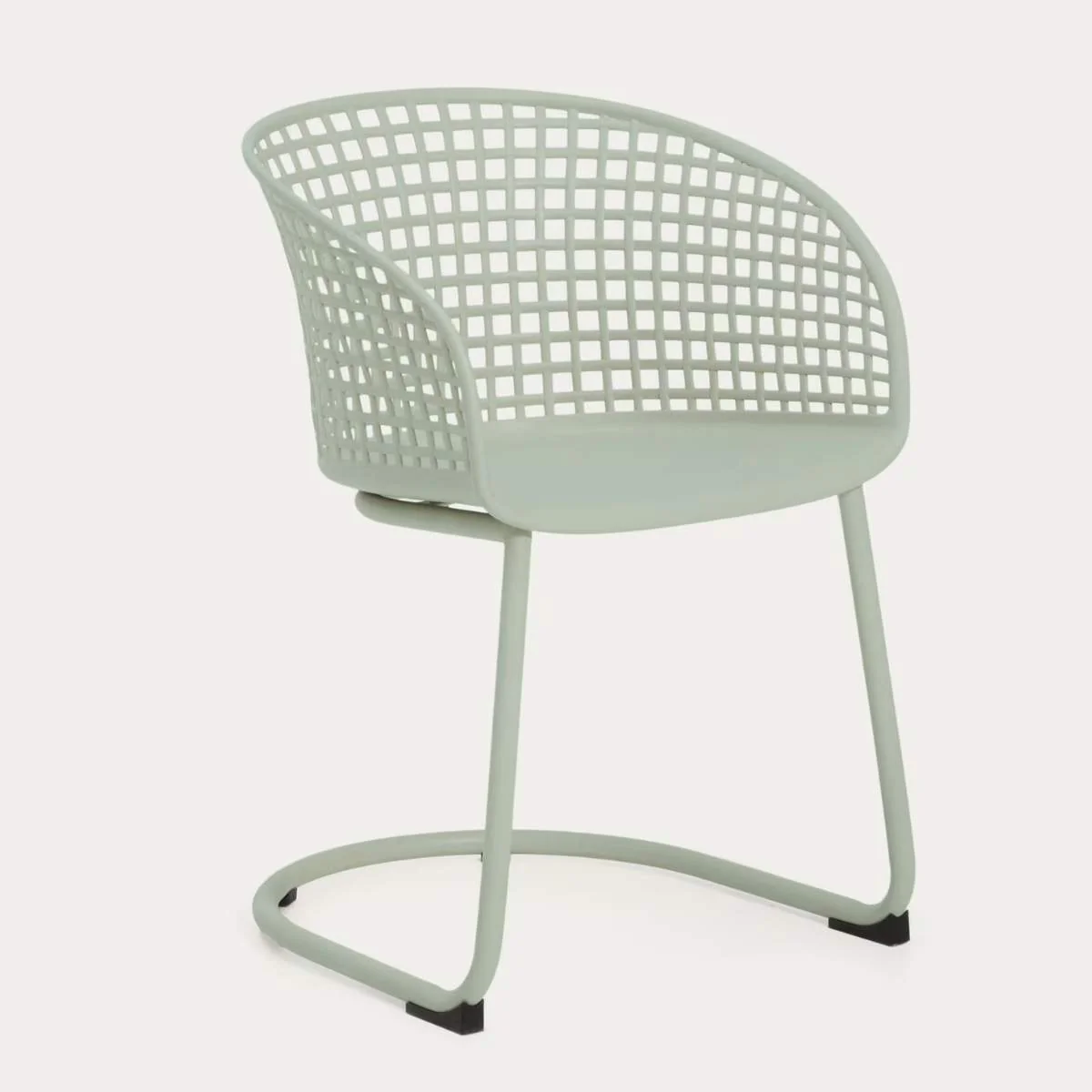 Kave Home Tenaro green plastic outdoor chair with steel structure