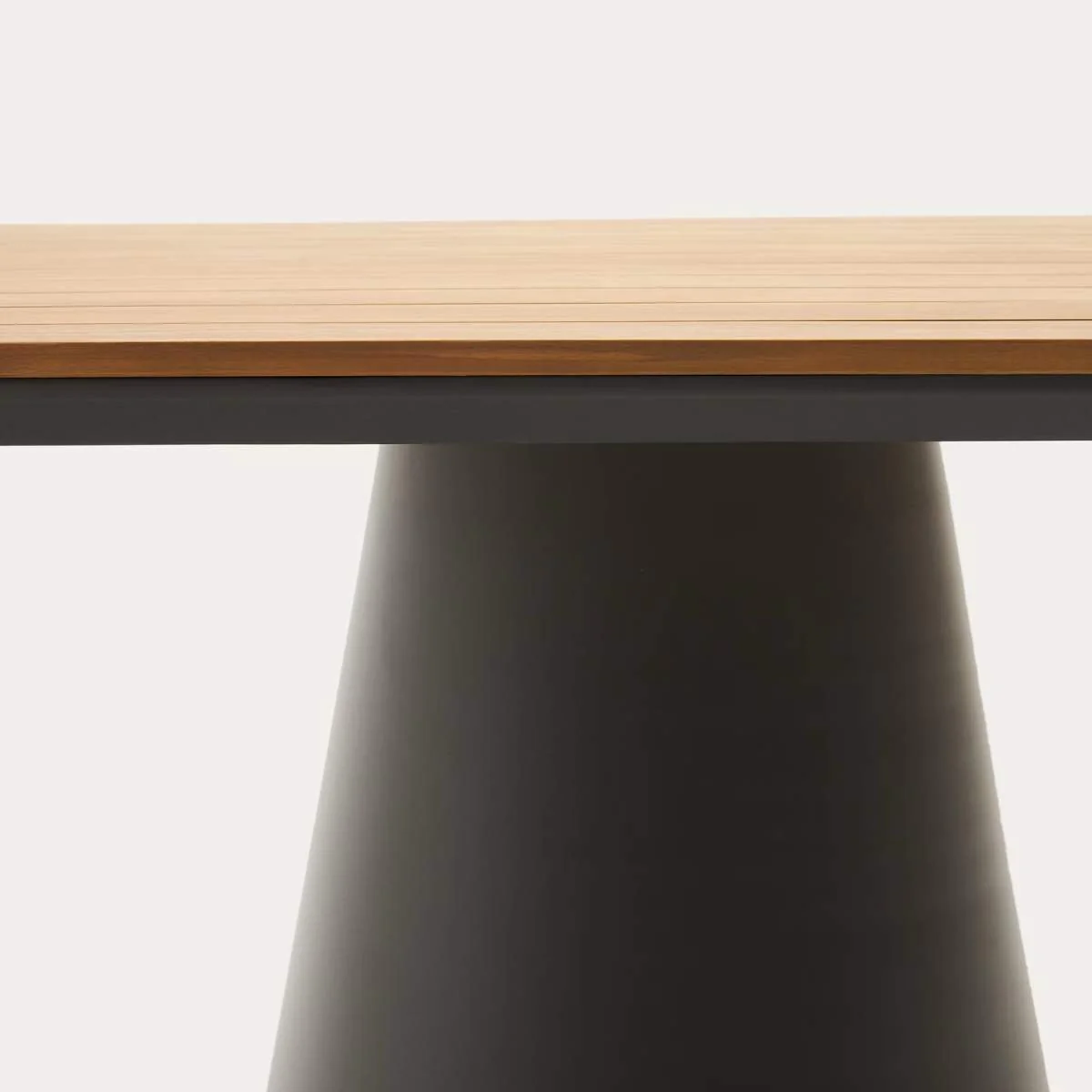 Kave Home Tudons outdoor table in aluminium with a grey and teak finish, 148 x 148 cm FSC 100% - Image 4