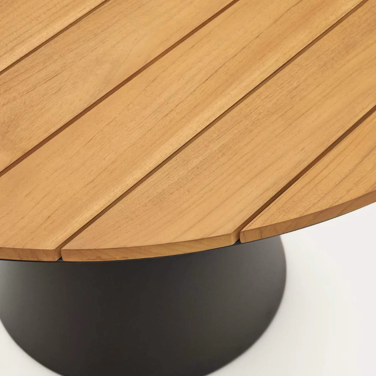 Kave Home Tudons round outdoor table in aluminium in a grey and teak finish, Ø120 cm FSC 100% - Image 3