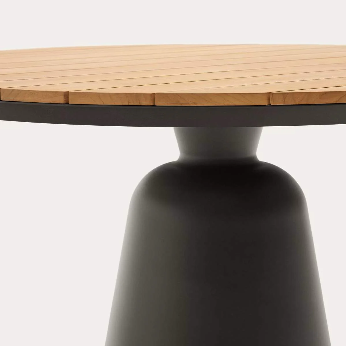 Kave Home Tudons round outdoor table in aluminium in a grey and teak finish, Ø120 cm FSC 100% - Image 4