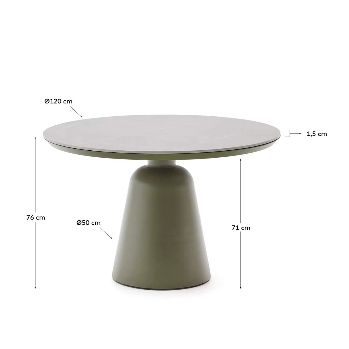 Kave Home Tudons round outdoor table in aluminium in a grey and teak finish, Ø120 cm FSC 100% - Image 8