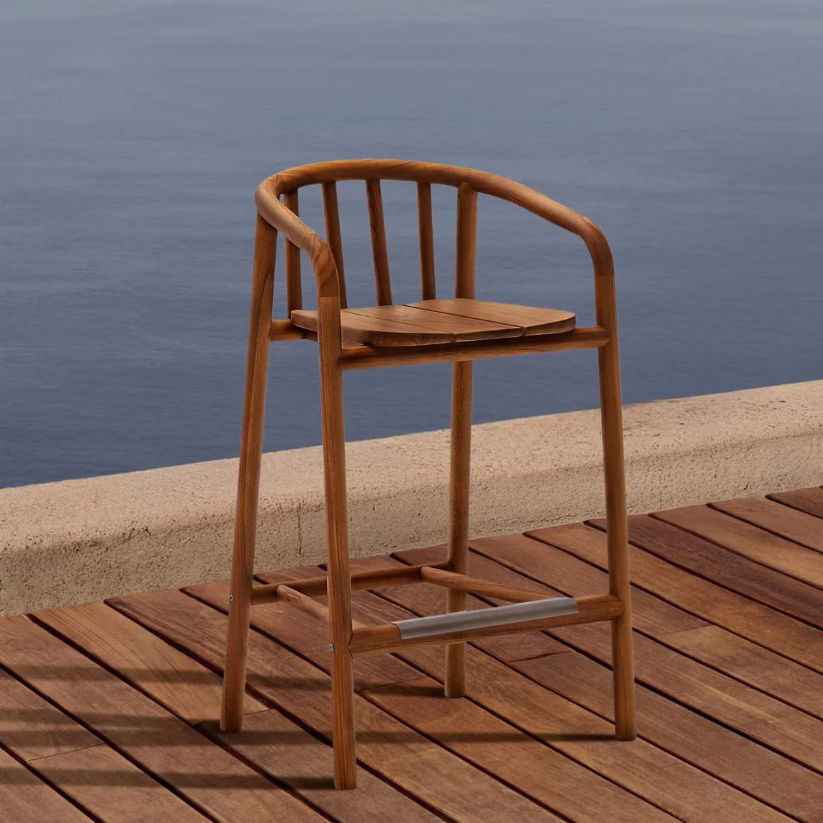 Kave Home Turqueta outdoor stool made of FSC 100% solid teak wood, height 65cm - Image 6