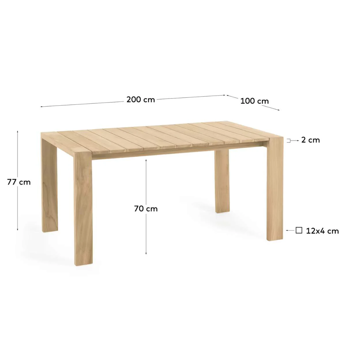 Kave Home Victoire solid teak outdoor table 200 x 100 cm - Image 6