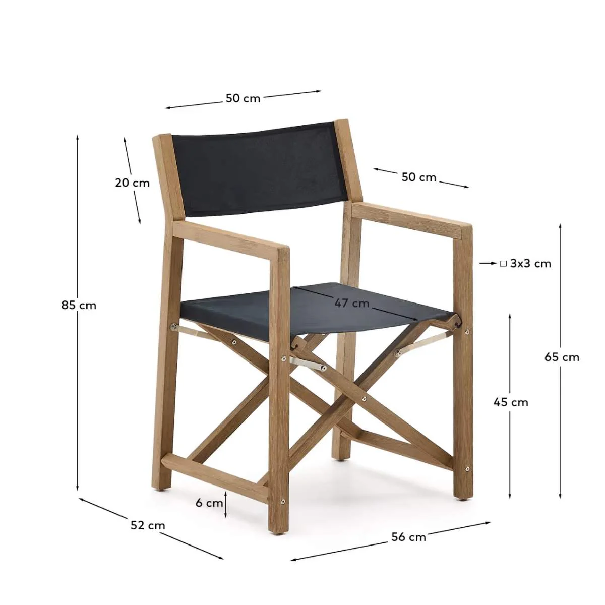 Kave Home Vilara blue and beige striped outdoor folding chair made of FSC 100% solid acacia wood - Image 51