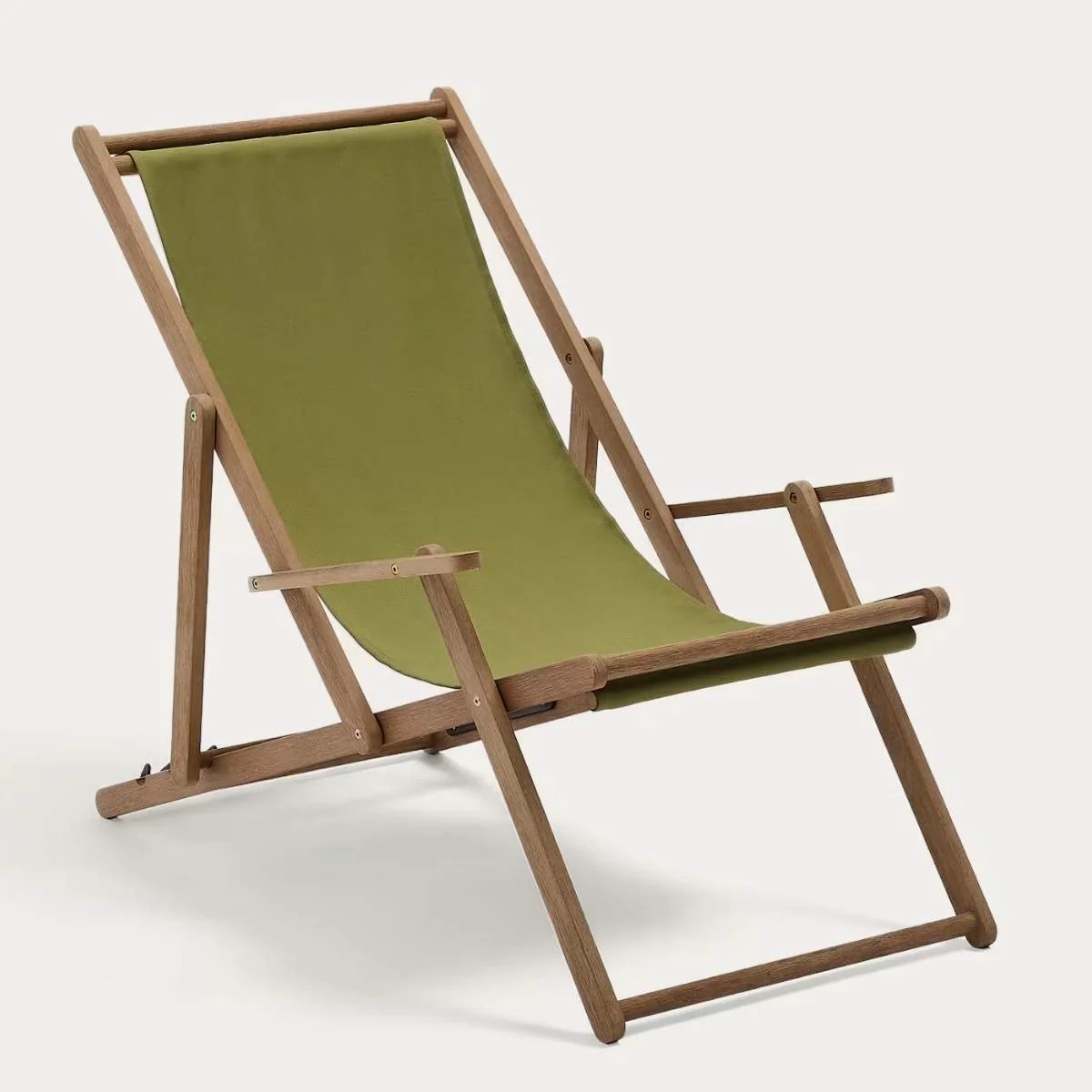 Kave Home Vilara brown and beige striped outdoor folding deck chair made of FSC 100% solid acacia wood - Image 5