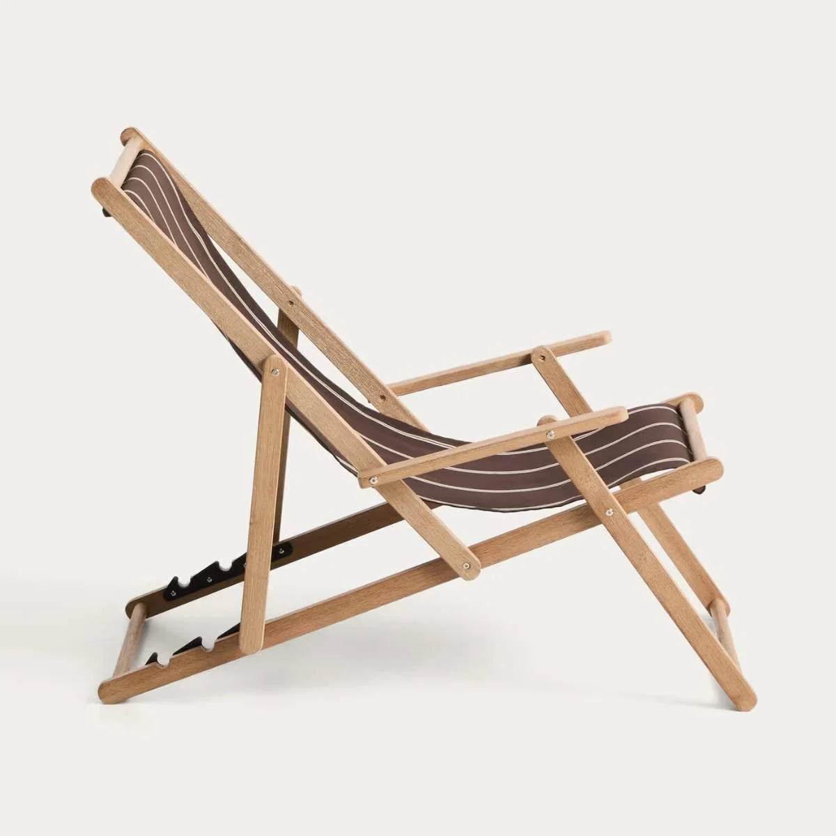 Kave Home Vilara brown and beige striped outdoor folding deck chair made of FSC 100% solid acacia wood - Image 8