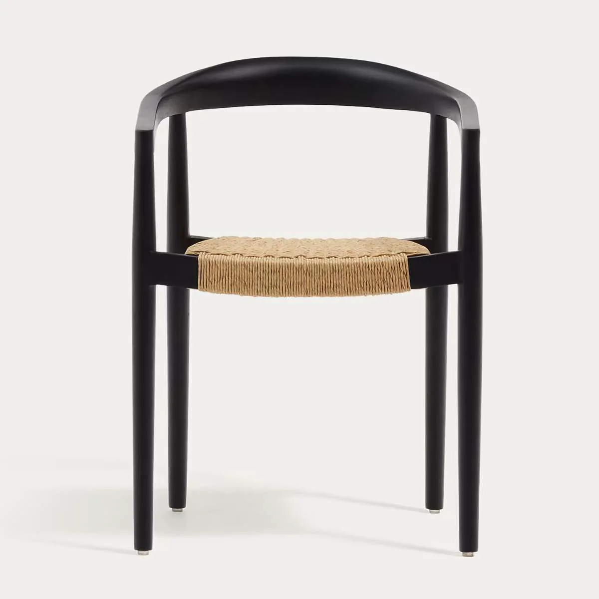 Kave Home Ydalia stackable outdoor chair in solid teak wood with natural finish and black rope - Image 14