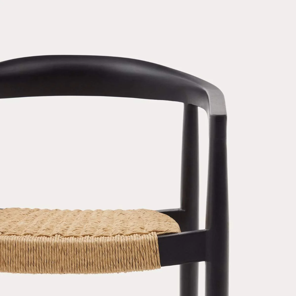 Kave Home Ydalia stackable outdoor chair in solid teak wood with natural finish and black rope - Image 15