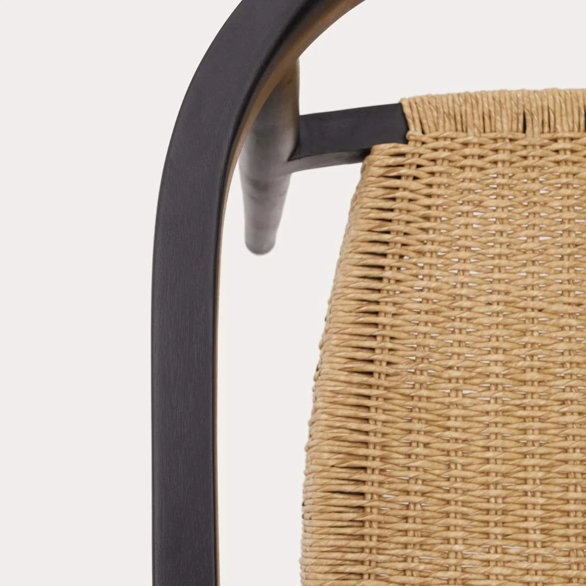 Kave Home Ydalia stackable outdoor chair in solid teak wood with natural finish and black rope - Image 16