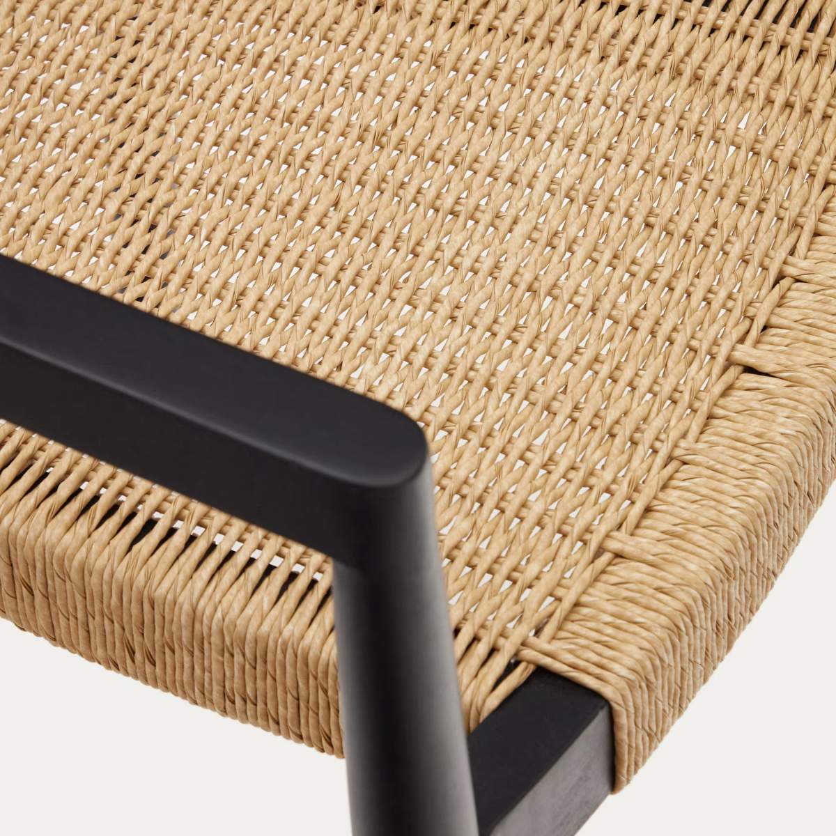 Kave Home Ydalia stackable outdoor chair in solid teak wood with natural finish and black rope - Image 18