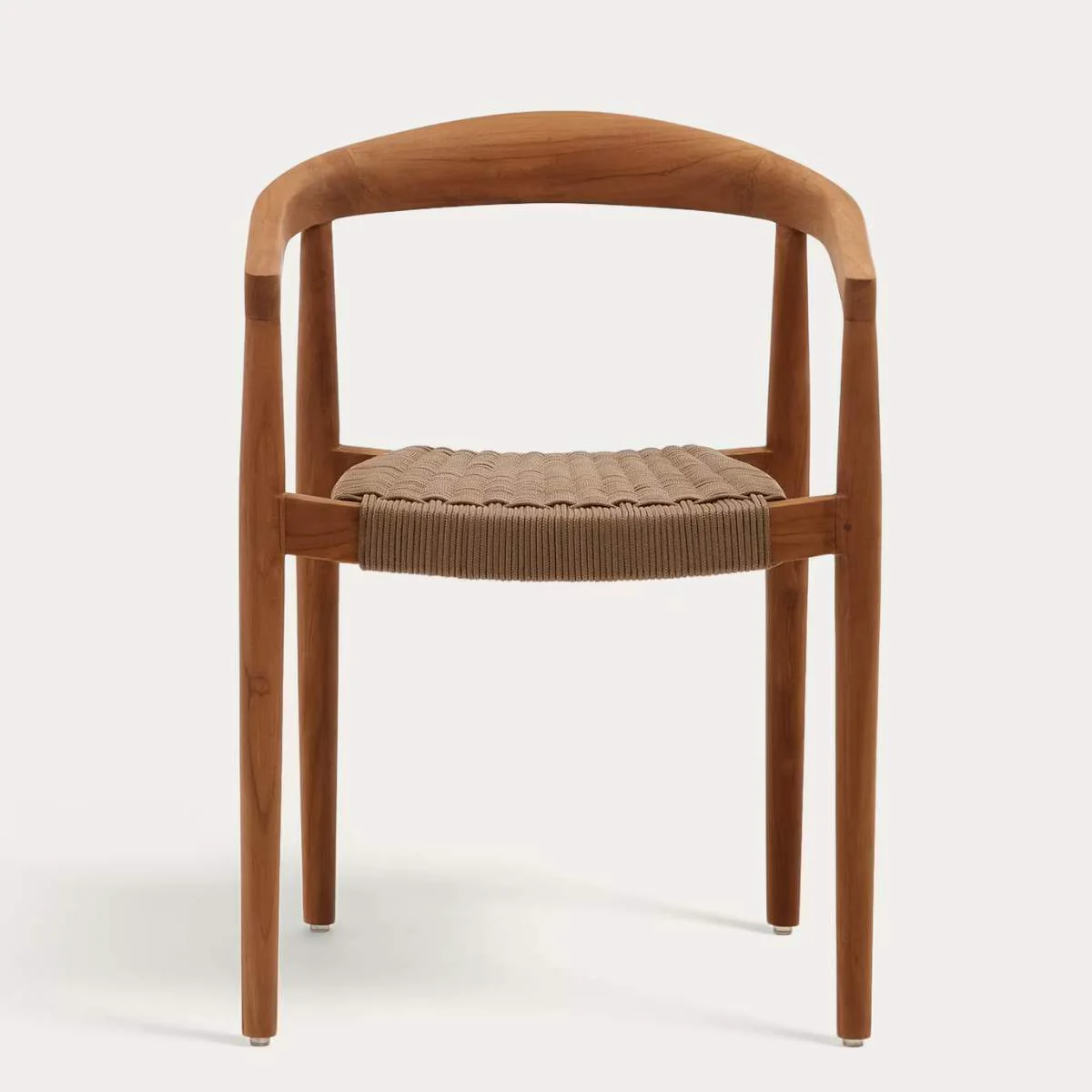 Kave Home Ydalia stackable outdoor chair in solid teak wood with natural finish and black rope - Image 31