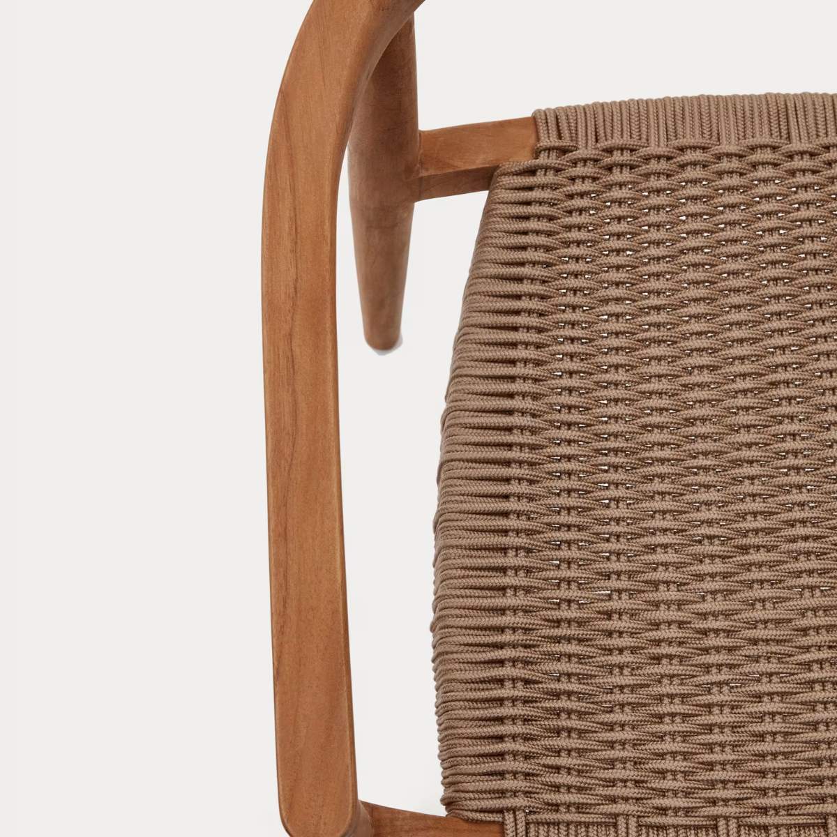 Kave Home Ydalia stackable outdoor chair in solid teak wood with natural finish and black rope - Image 34