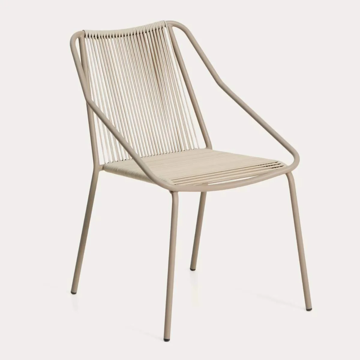 Kave Home Zivia stackable outdoor chair in ecru rope cord and burgundy galvanised steel - Image 10