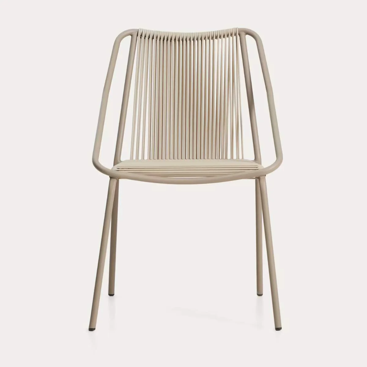 Kave Home Zivia stackable outdoor chair in ecru rope cord and burgundy galvanised steel - Image 13