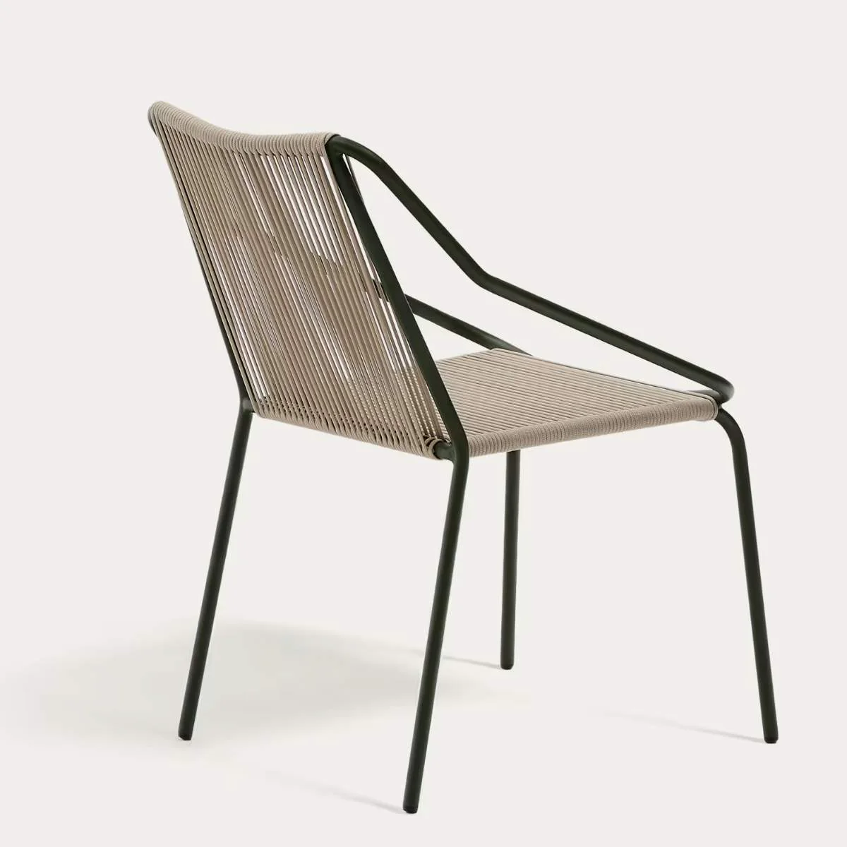Kave Home Zivia stackable outdoor chair in ecru rope cord and burgundy galvanised steel - Image 21