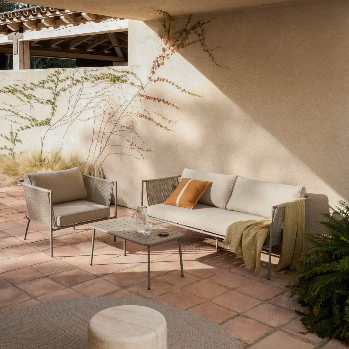 Kave Home Zivia outdoor table in taupe galvanised steel 90 x 50cm - Image 7