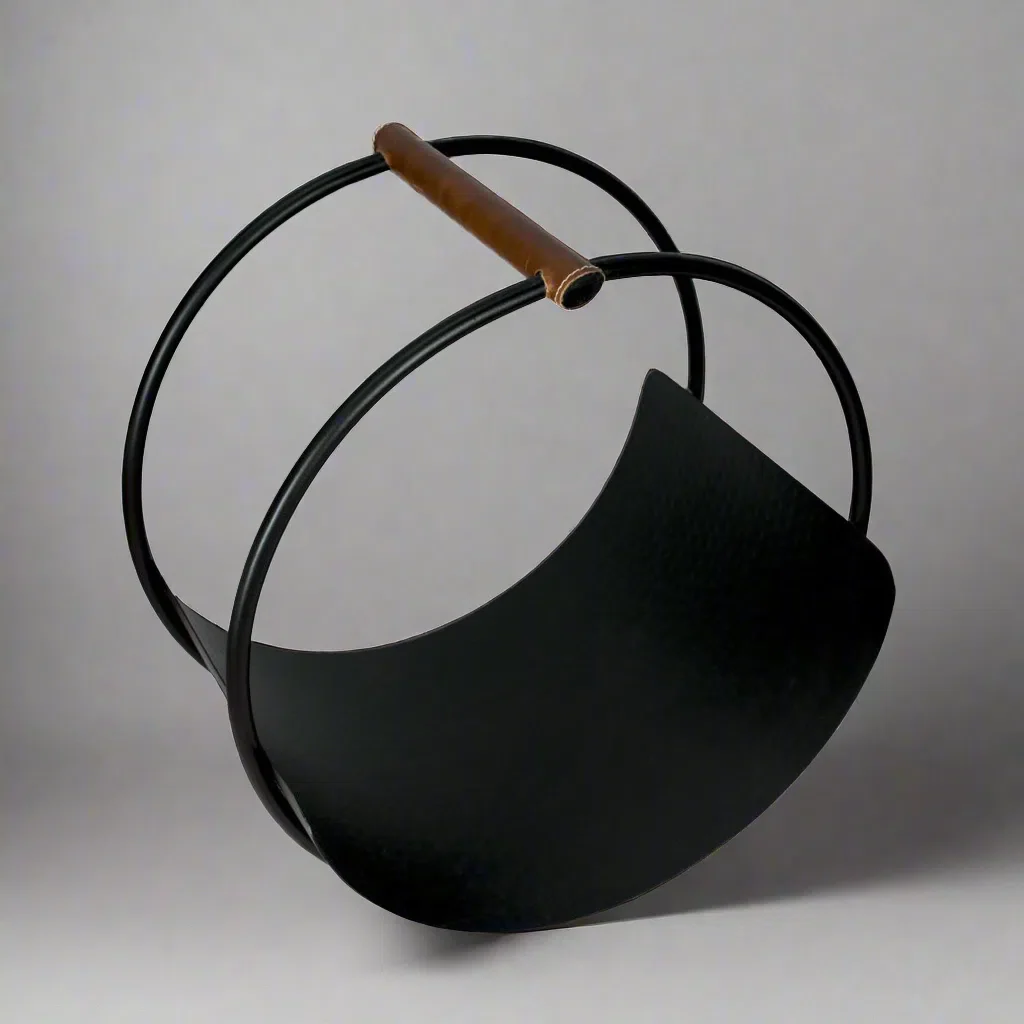 Ivyline Leather Handle Round Log Holder - Image 2