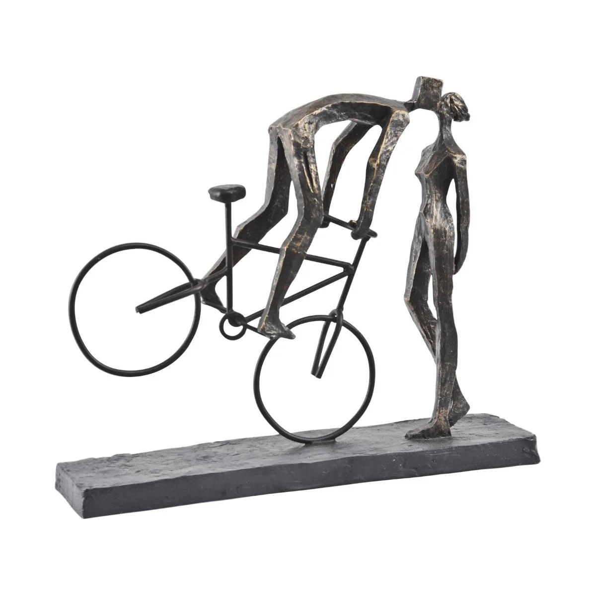 Libra Interiors Antique Bronze Kissing Couple On Bike Sculpture