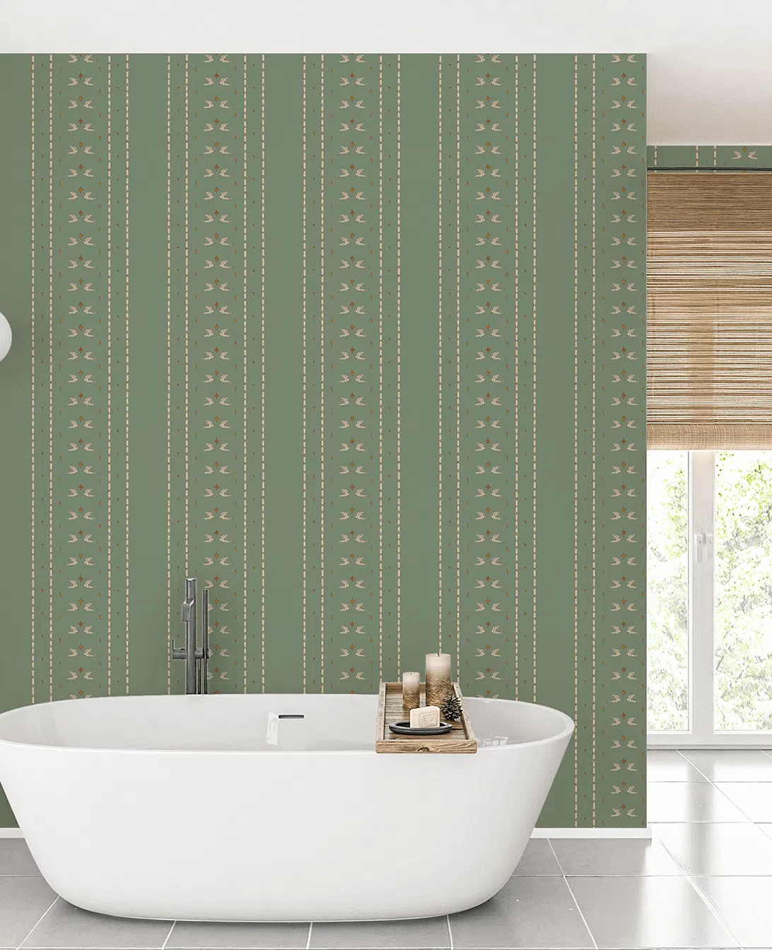 Creative Lab Amsterdam Lucky Pigeon Olive Green Repetitive Wallpaper - Image 4