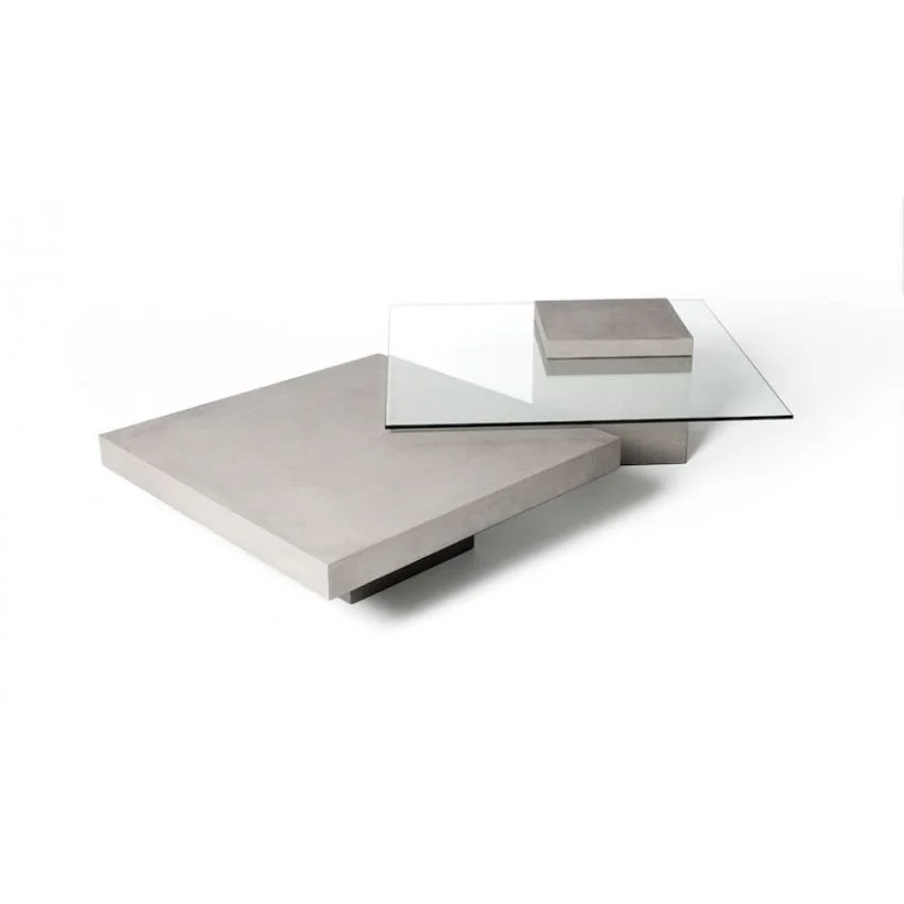 Lyon Beton Verveine Concrete Coffee Table With Glass Top - Image 2