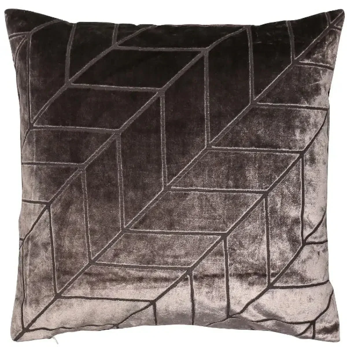 Malini Hoxley Cut Velvet Cushion In Truffle - Image 2