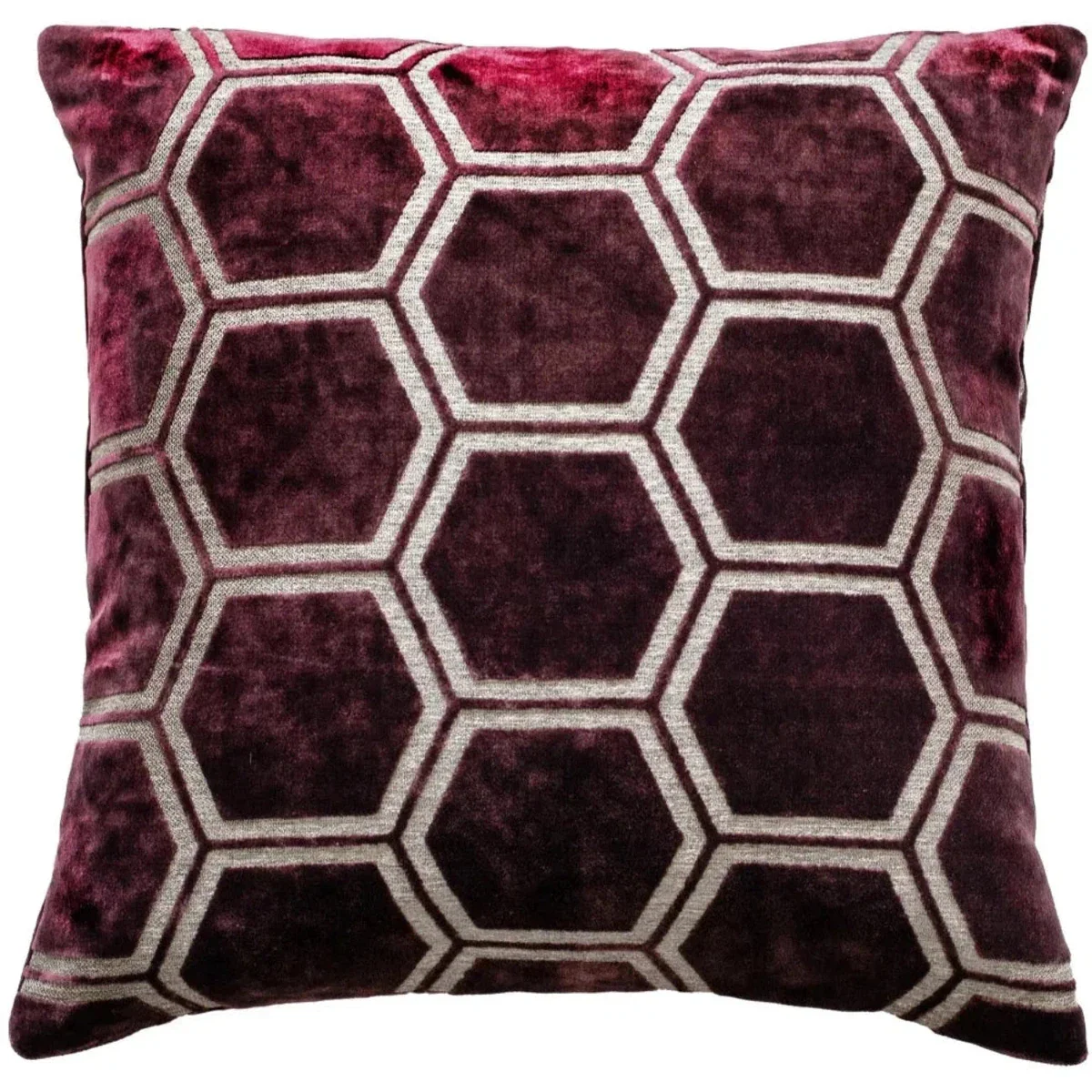 Malini Ivor Hexagon Cushion In Aubergine - Image 2