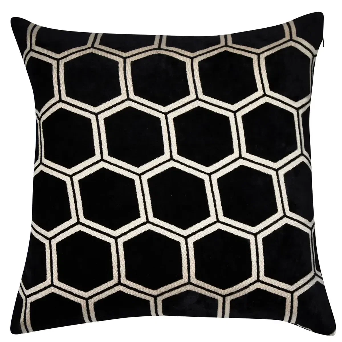 Malini Ivor Hexagon Cushion In Black