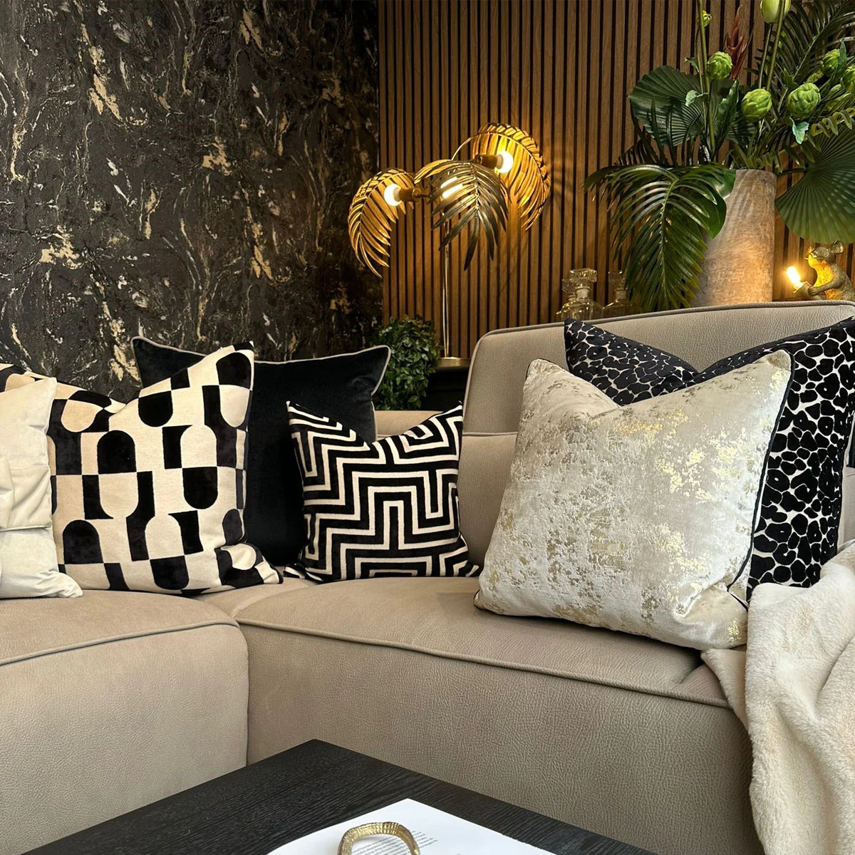 Malini Large Colchester Taupe Cushion - Image 3