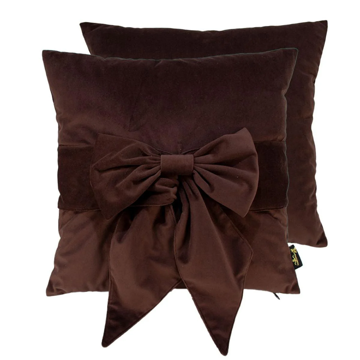 Malini Paul Moneypenny Tiedup Bow Cushion In Mocha - Image 2