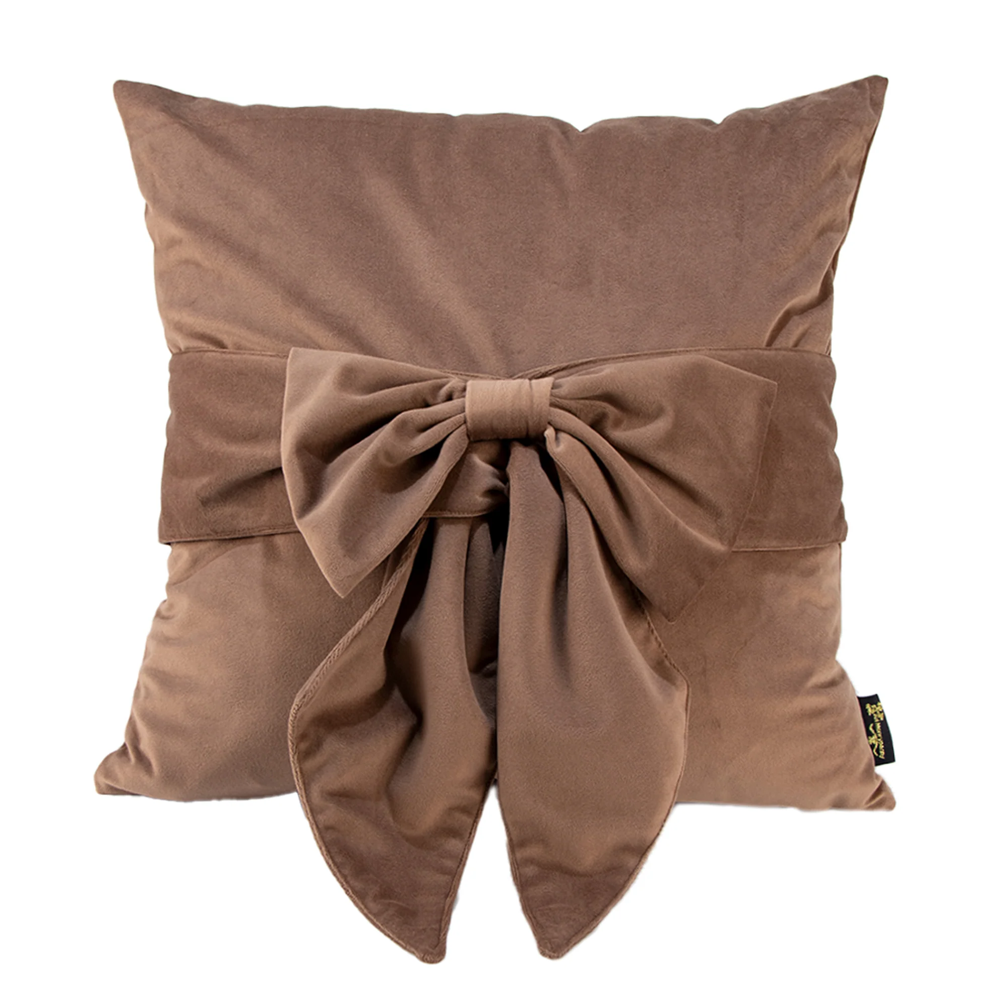 Malini Paul Moneypenny Velv Cushion With Bow Taupe