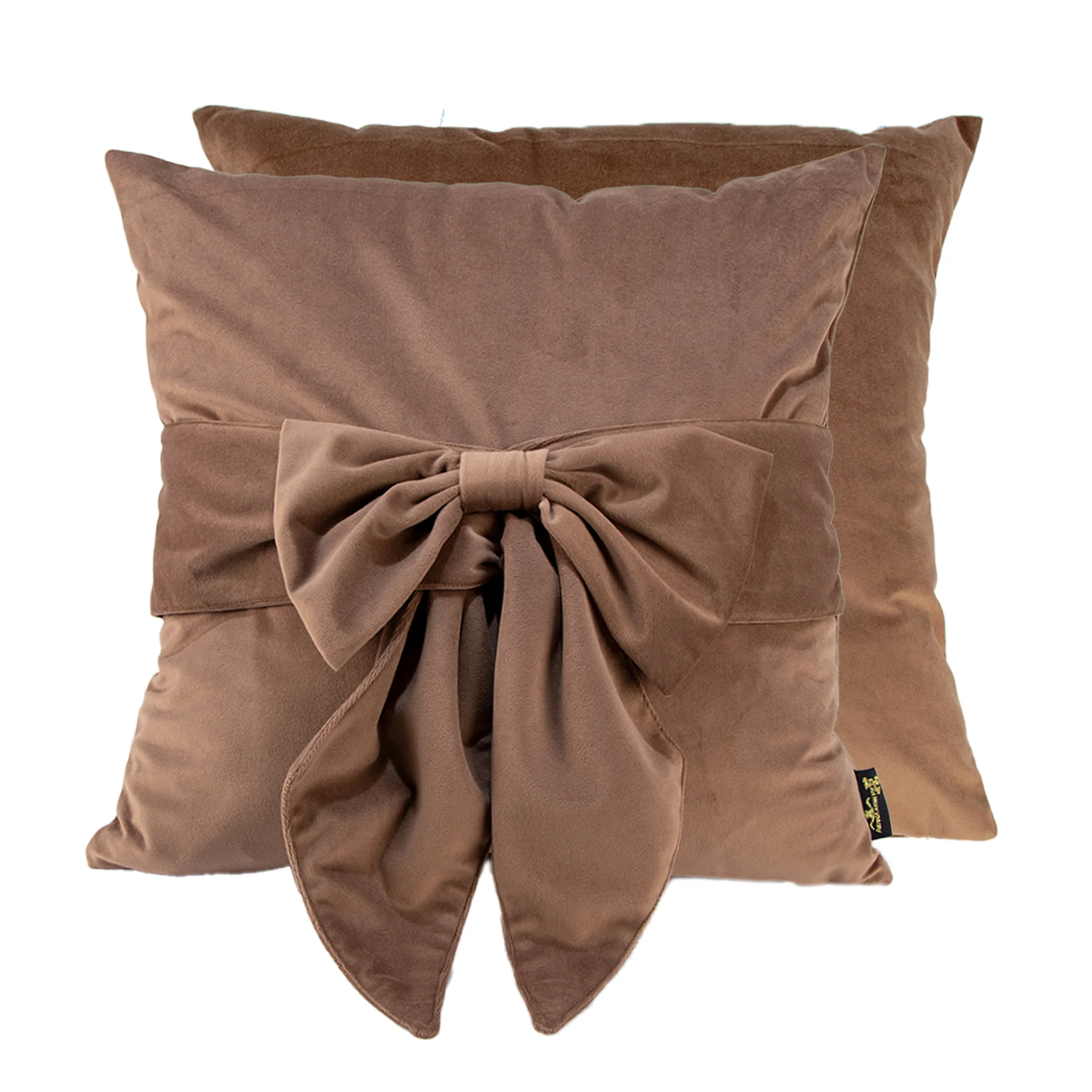 Malini Paul Moneypenny Velv Cushion With Bow Taupe - Image 3
