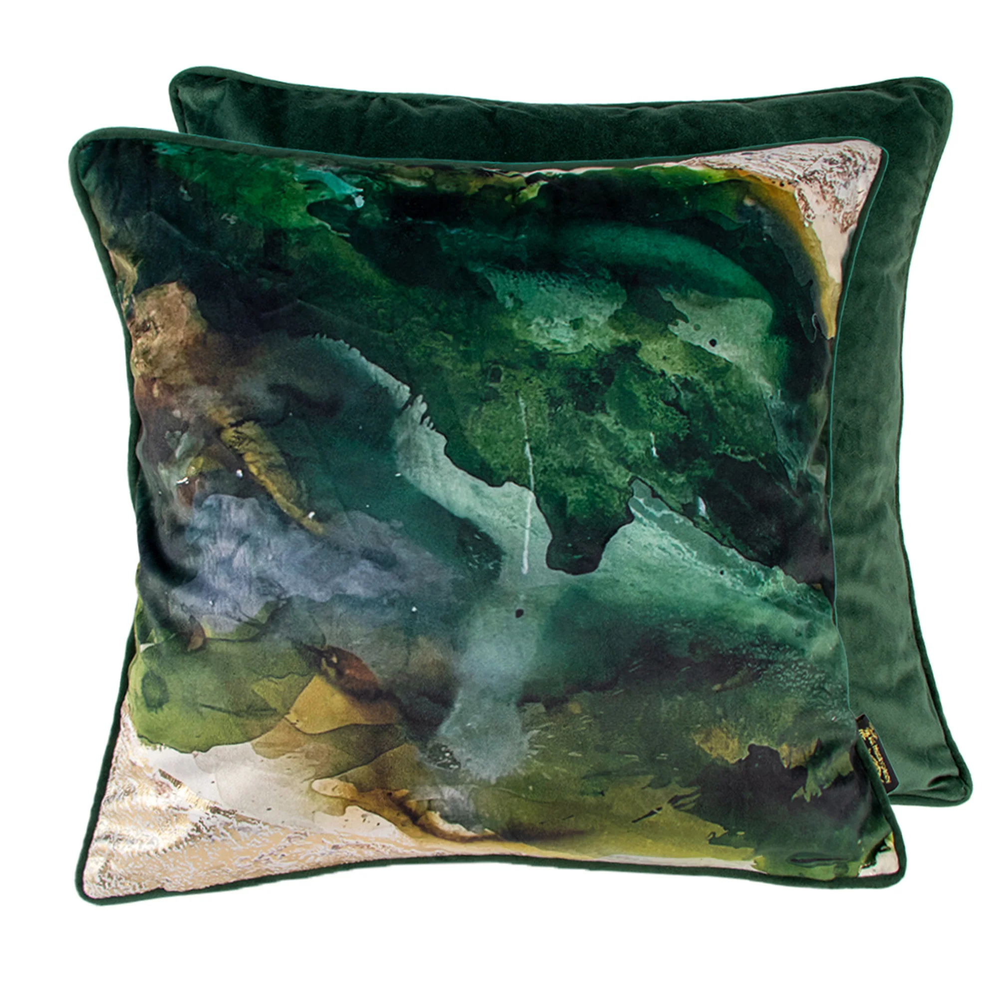 Malini Printed Cushion Green Spilt Paint - Image 3