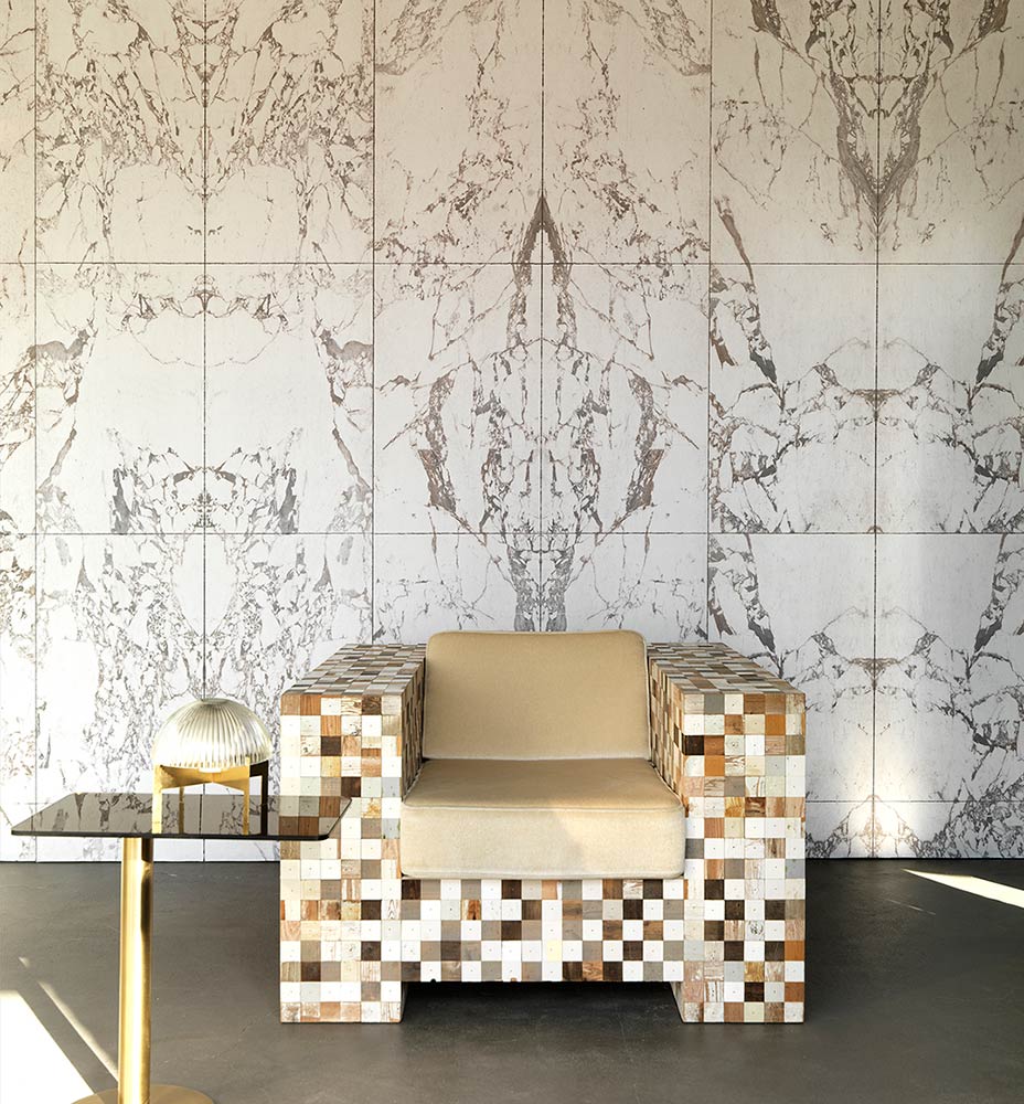 NLXL Materials Wallpaper White Marbled Tiles X-Large Mirrored - Image 3