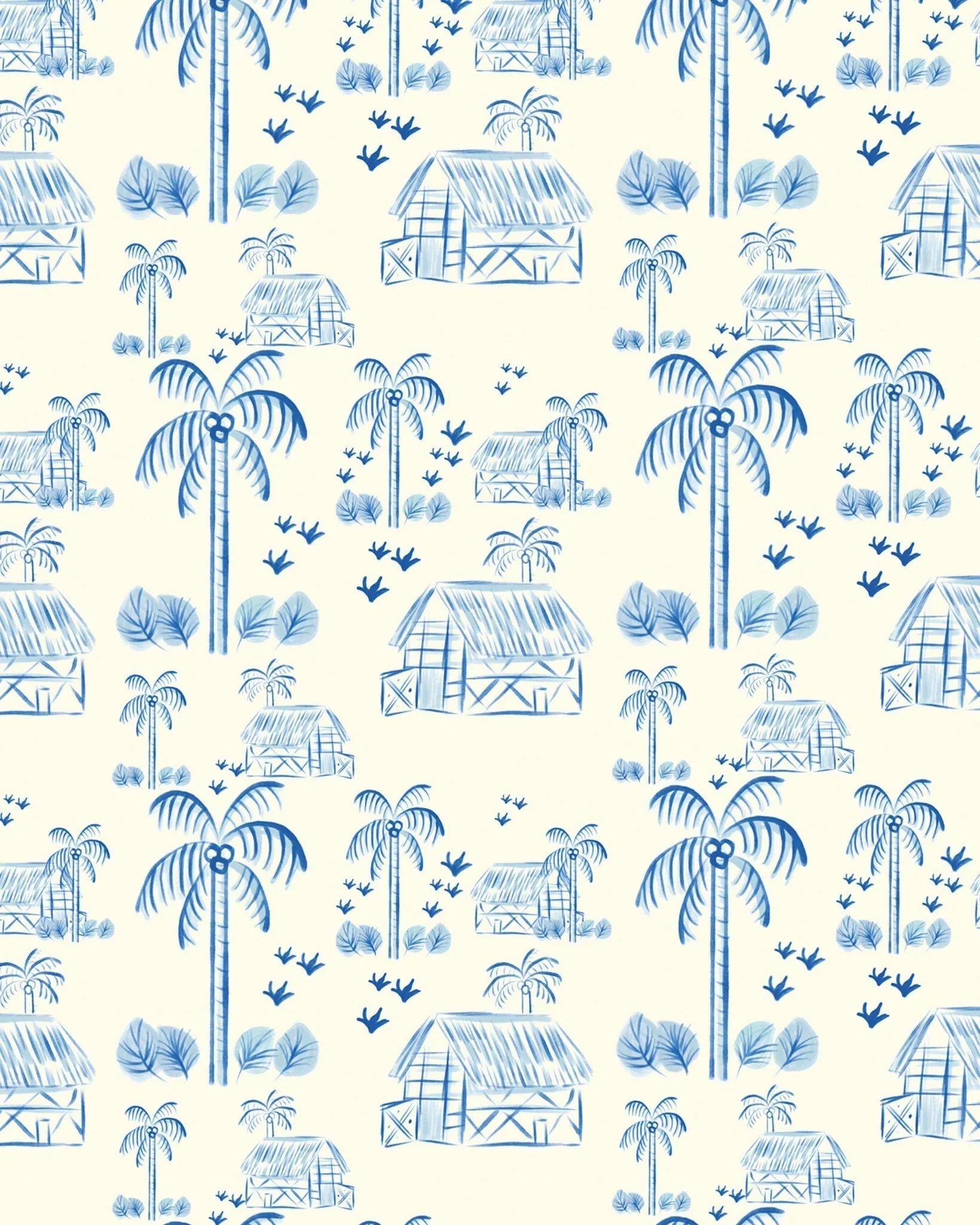 Creative Lab Amsterdam Maui Beach Blue Repetitive Wallpaper