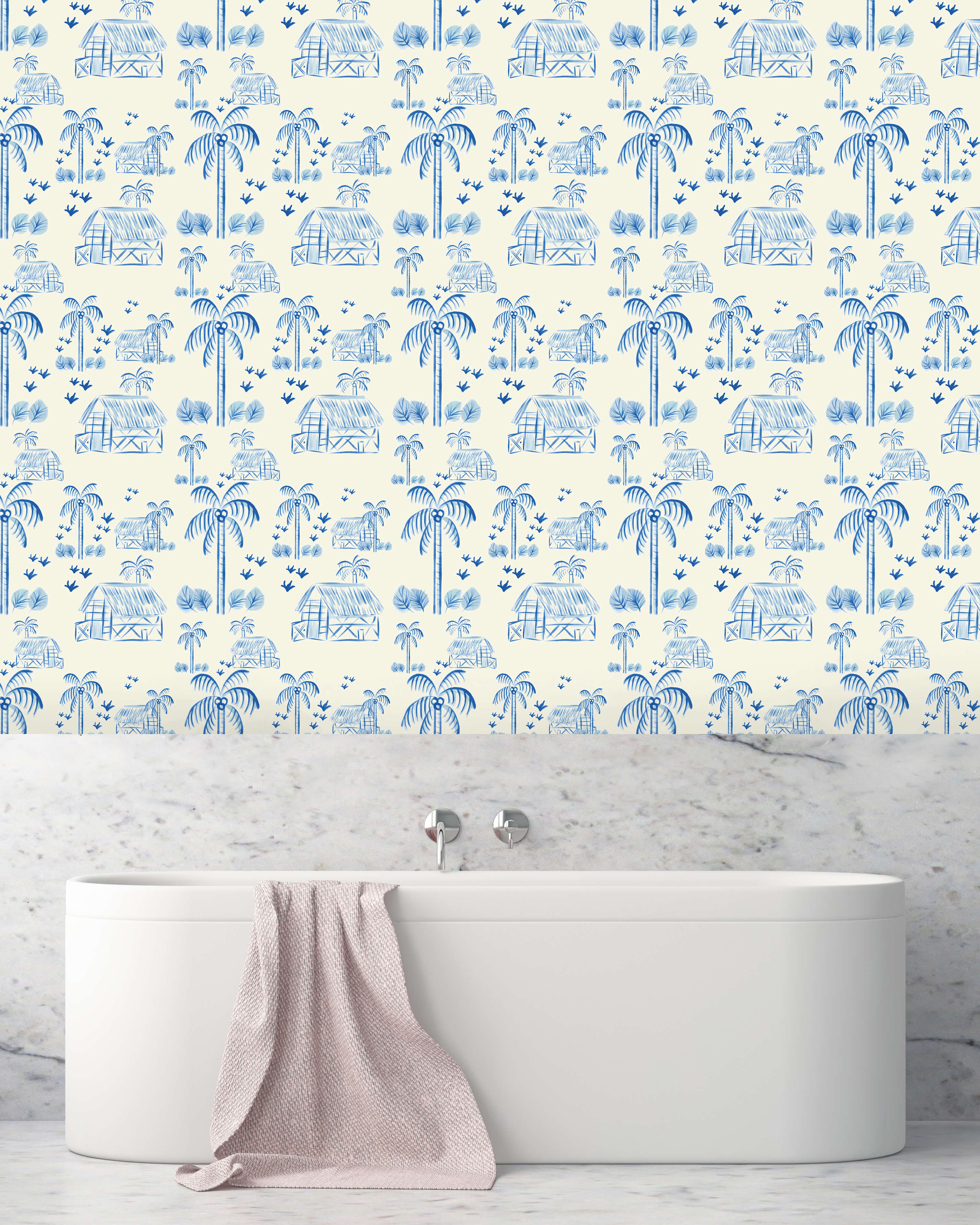 Creative Lab Amsterdam Maui Beach Blue Repetitive Wallpaper - Image 2