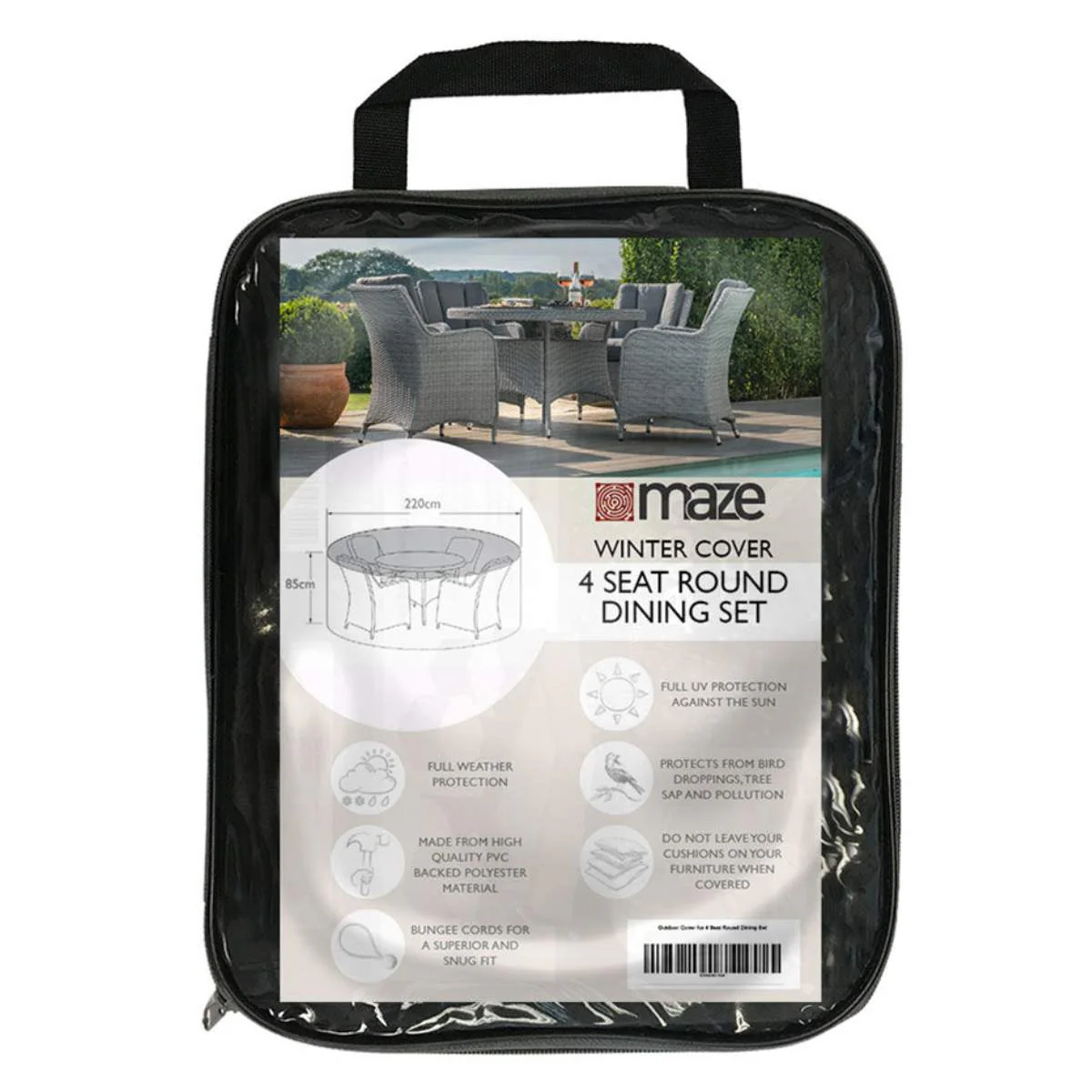 Maze - 4 Seat Round Dining Set Garden Furniture Cover - Image 2