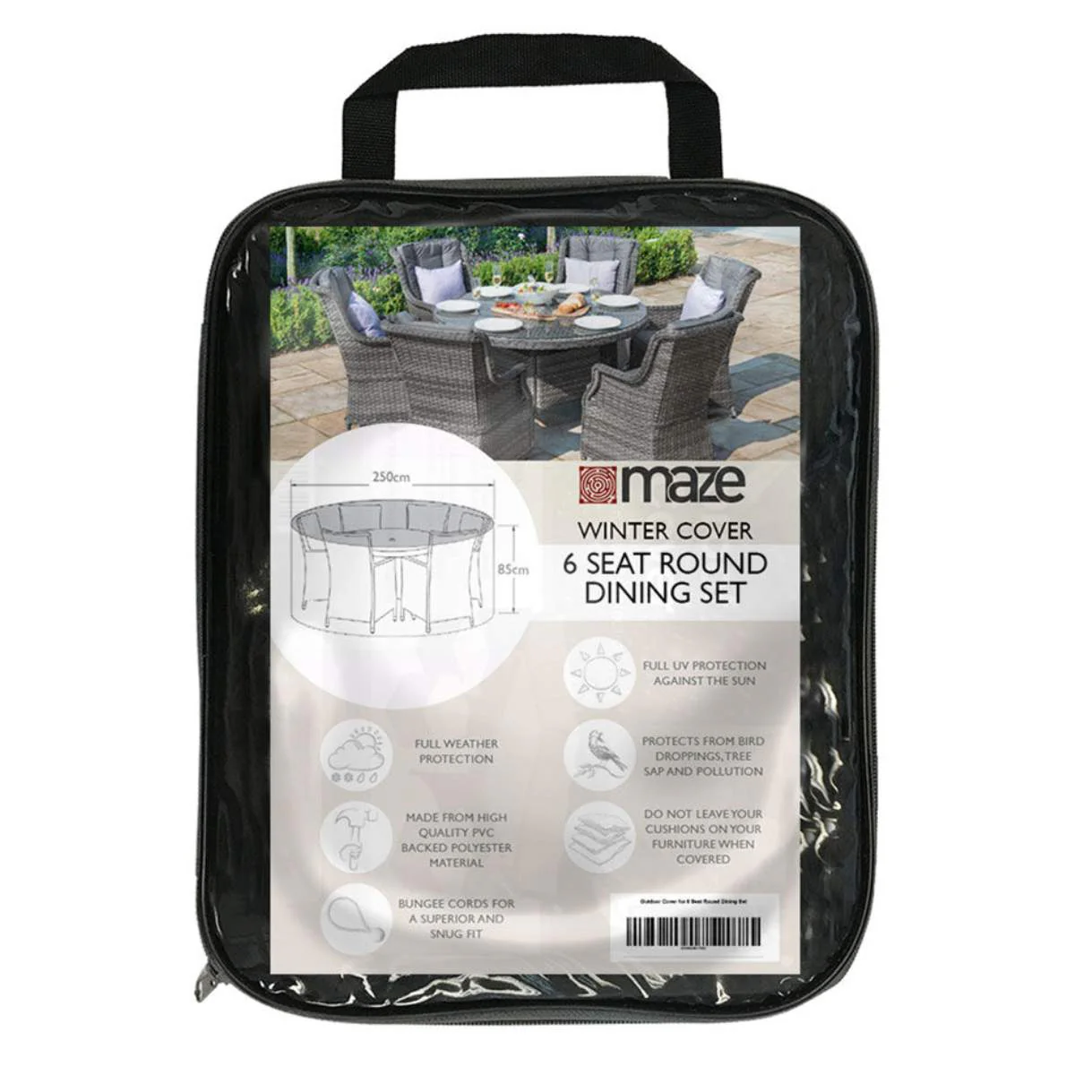 Maze - 6 Seat Round Dining Set Garden Furniture Cover - Image 2
