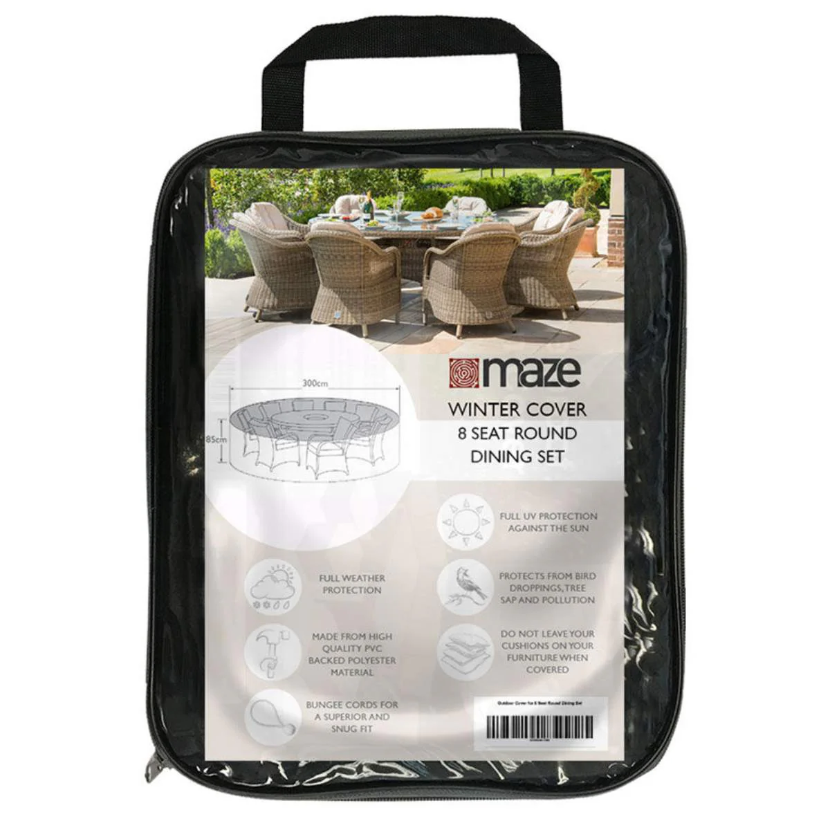 Maze - 8 Seat Round Dining Set Garden Furniture Cover - Image 2